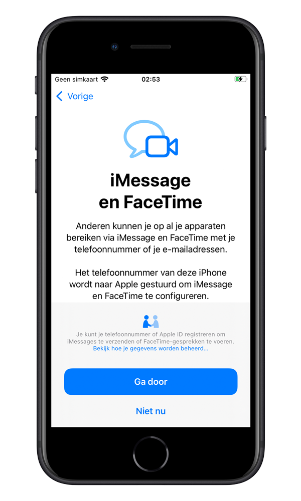Stap 12 – iMessage en FaceTime